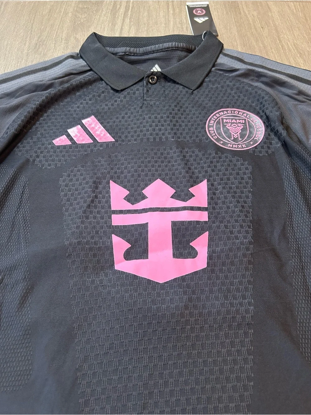 Messi #10 Black Soccer Jersey with Pink Details